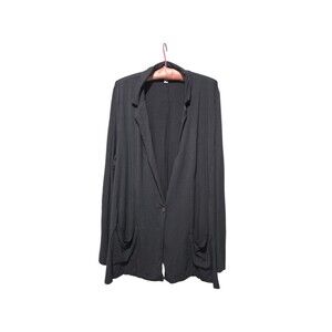 This J.Jill Jersey / Ponte Knit Blazer One Button Closure Grey Ladies Size XL